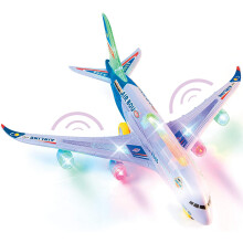 Top Race A380 Airplane Toy For Kids - Bump and Go - Big Plane Toy Model With Real LED Flashing 3D Lights & Sound - Changes Direction On Contact