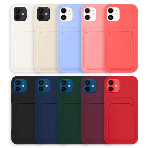 Funda protectora de silicona con tarjetero compatible con iPhone 11 en blanco 2
