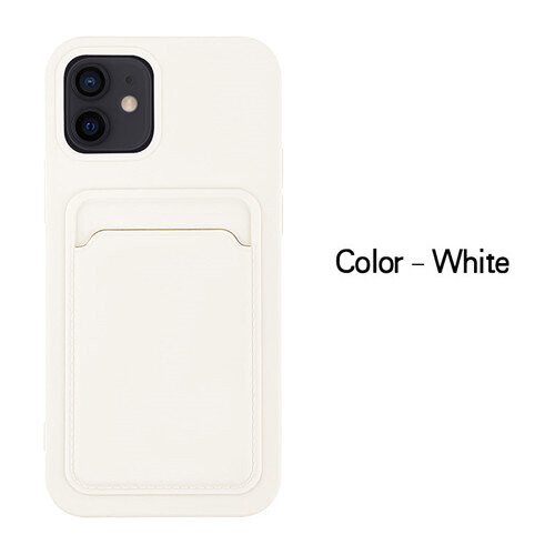 Funda protectora de silicona con tarjetero compatible con iPhone 11 en blanco 1