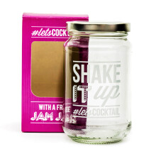 Shake It Up Jam Jar Cocktail Glass Shaker Pink Recipe Card Party Home
