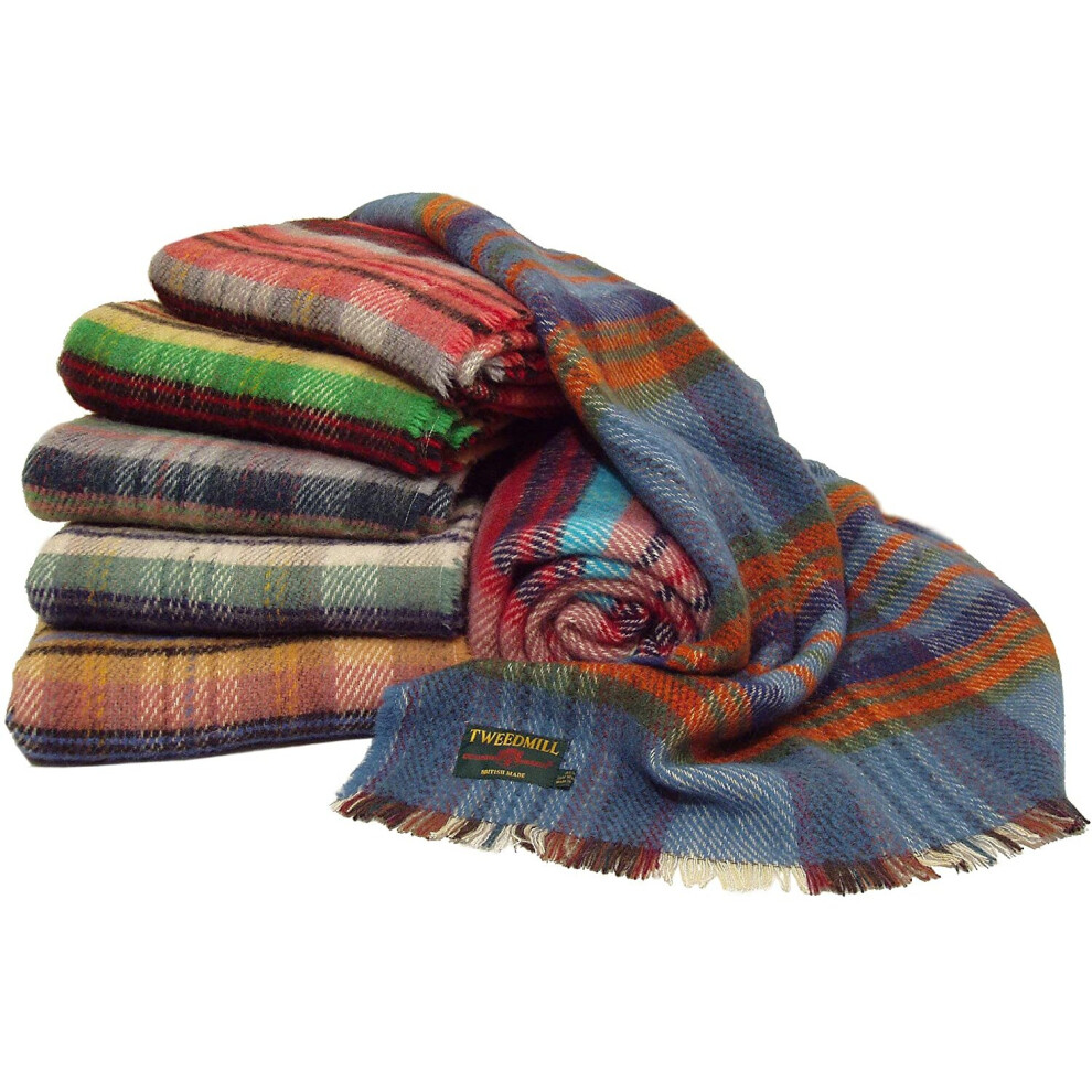 Tweedmill Throw Blanket 100% Pure Recycled All Wool Random Picnic Rug 120X150cm Multi