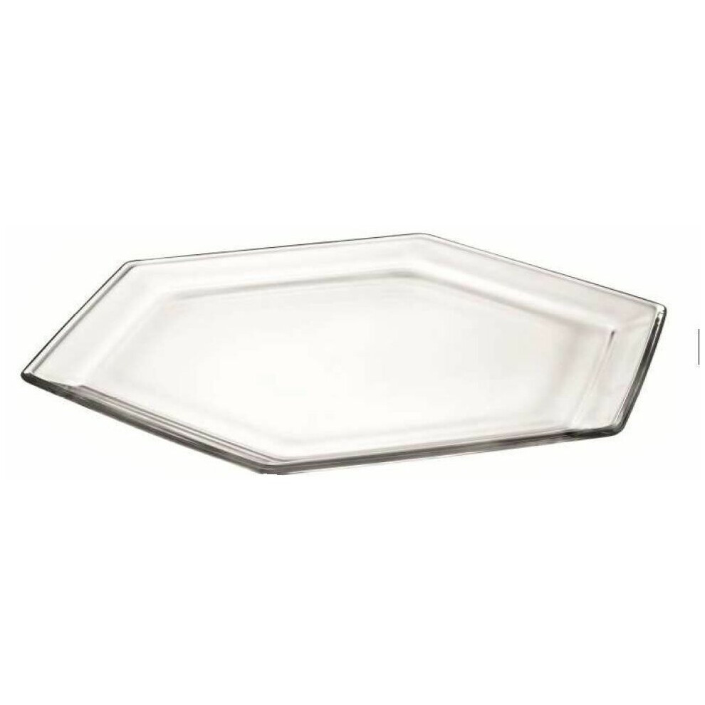 Esa Vassoio 38cm Hexagonal Lead-Free Glass Serving Tray, Clear-image-OPC-P6YRZ6N-NEW