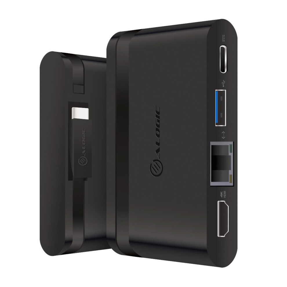 Alogic Usb-C Travel Dock Essential/Usb-C To Hdmi 1.4 (4K@30Hz) + Usb 3.0 + Gigabit Ethernet + Usb-C With Pd 100W 9350784015624