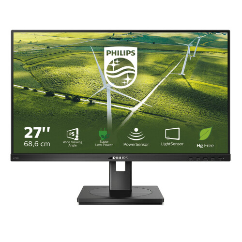 Philips Philips Green 272B1G Monitor de 68 cm e 27 polegadas - DVI, HDMI, DisplayPort, hub USB, 75 Hz, FreeSync, giratório
