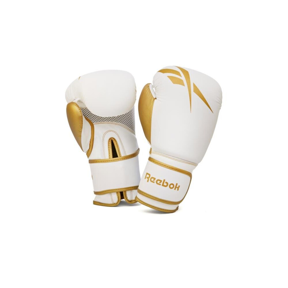 Reebok (White & Gold, 16Oz) Boxing Gloves Sparring Bag Punch Mma Training