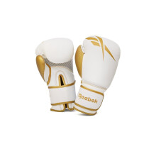 (White & Gold, 12oz) Reebok Boxing Gloves Sparring Bag Punch MMA Training