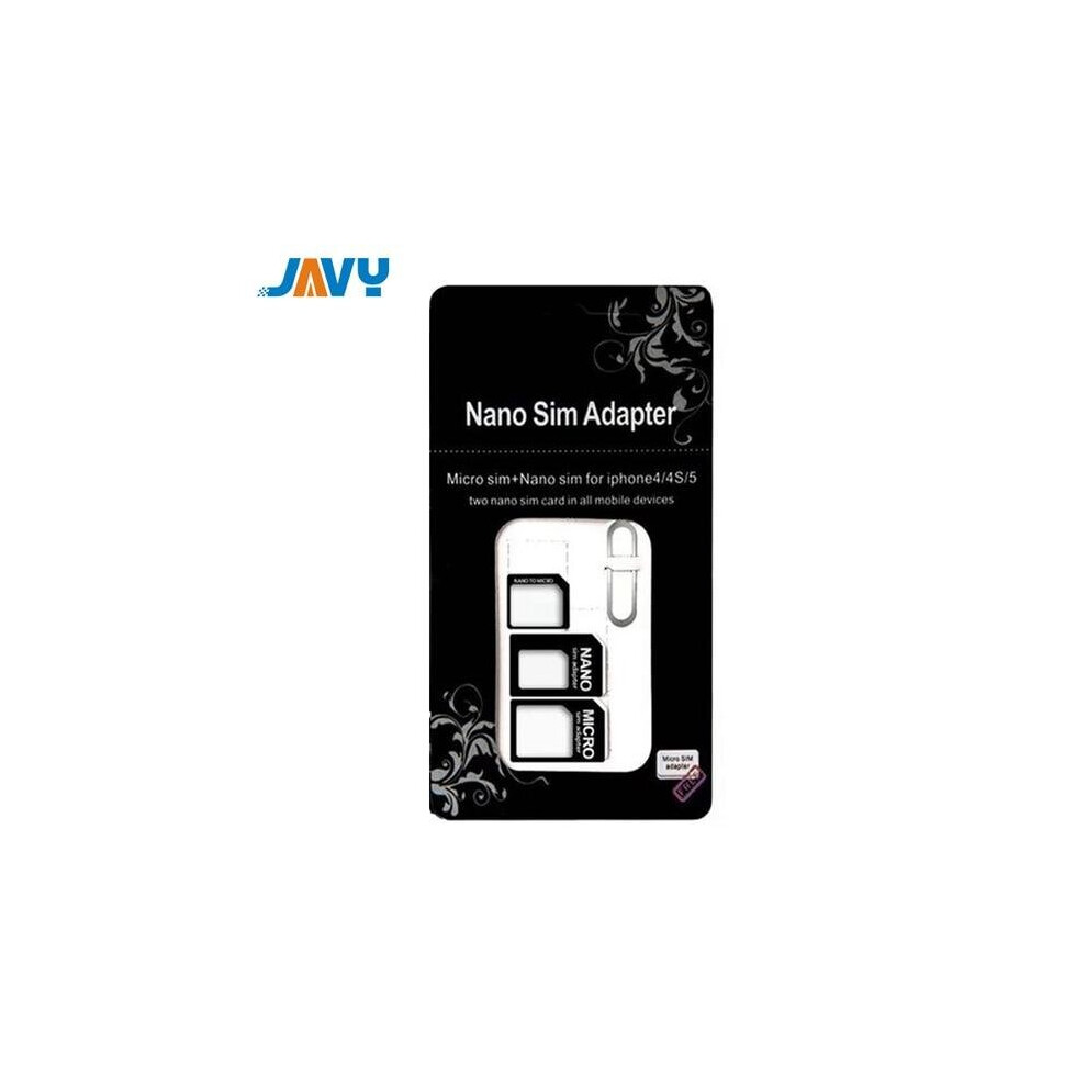 (Black) Javy Micro Nano Sim Card Adapter Connector Kit For Iphone 6 7 Plus 5S Huawei P8 Lite P9 Xiaomi Note 4 Pro 3S Mi5 Sims Holder Black 6425700409450