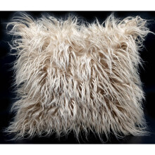 (beige, 17"x17" filled cushion) Cushion or Cover long Shaggy faux fur cushions