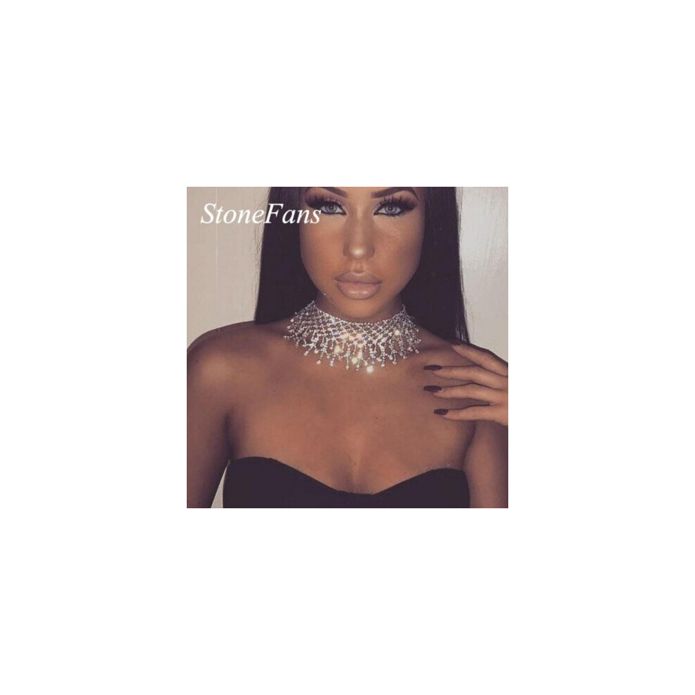 Photos - Pendant / Choker Necklace  Women Statement Crystal Choker Jewelry Accessories Necklace(Gold)