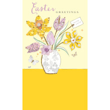 Easter Greetings Flowers & Vase Money Wallet Easter Greeting Card Second Nature