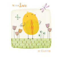 Honeycomb With Love Cute Chick On Grass Easter Greeting Card 3D Honeycomb Card