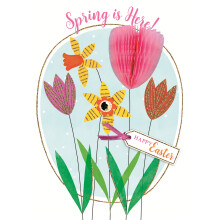 Honeycomb Spring Is Here! Happy Easter Greeting Card 3D Honeycomb Card