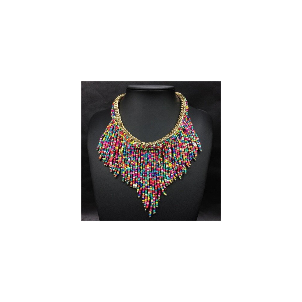 Photos - Pendant / Choker Necklace  Women Jewelry Mujer Handwoven Collier Long Tassel Beads Choker Statement Pendants Gift(Watermelon red)