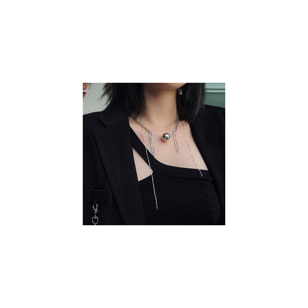 Photos - Pendant / Choker Necklace Women Girl Chunky Curb Chain Tassel Chokers Necklace Statement Jewelry