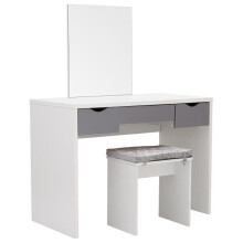 Elizabeth Modern Dressing Table Set with Mirror and Padded Stool
