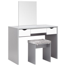 Elizabeth Modern Dressing Table Set with Mirror and Padded Stool