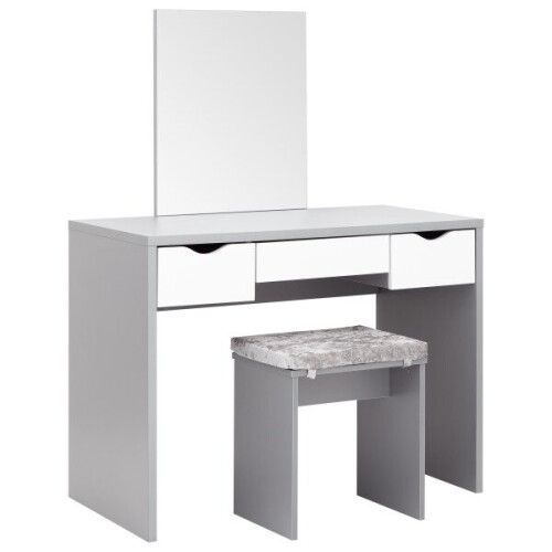 Elizabeth Modern Dressing Table Set with Mirror and Padded Stool
