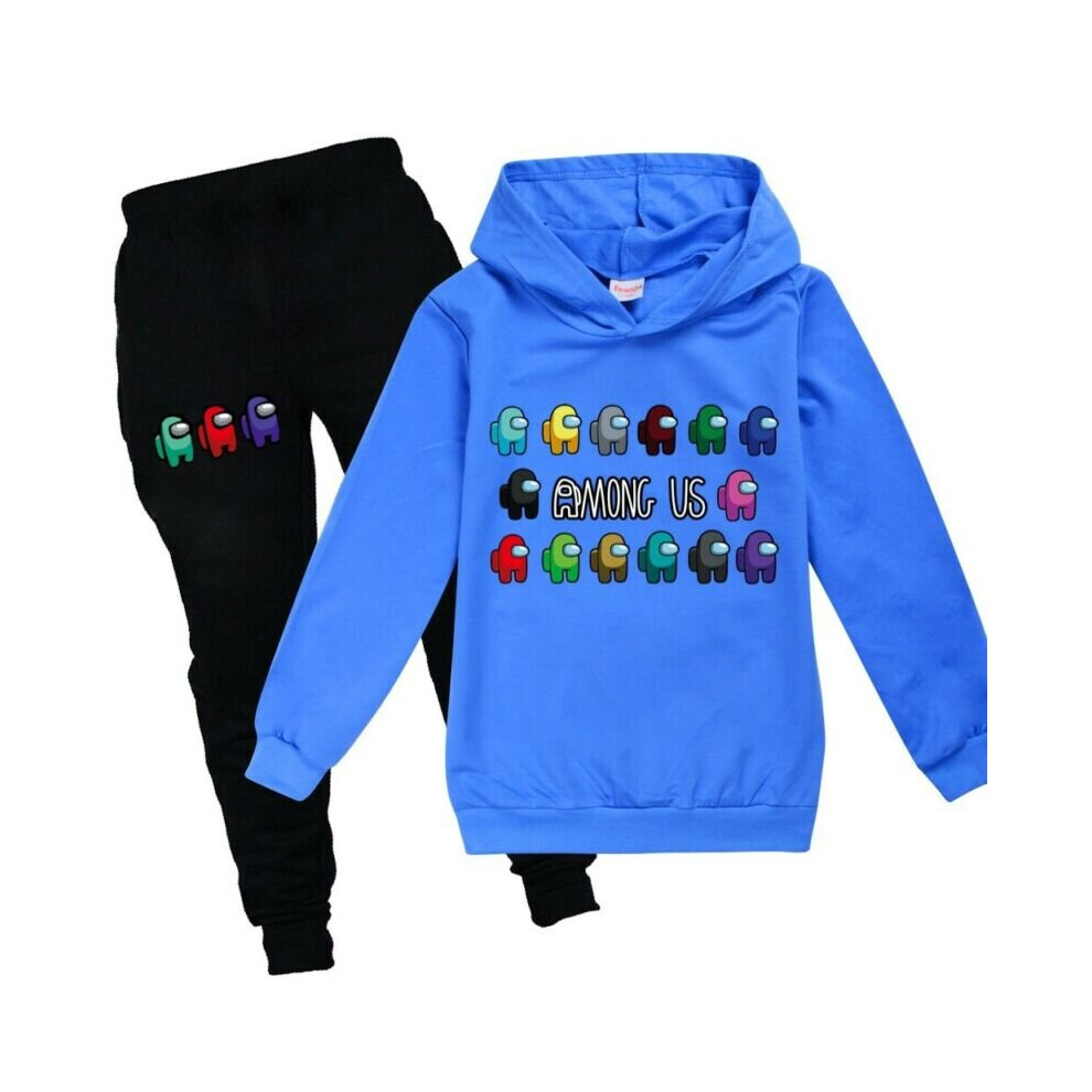 (Navy Blue, 7-8 Years) Kids Boys Girls Among Us Crewmate Hoodies Sweatshirt Pants Set Tracksuit Clothes