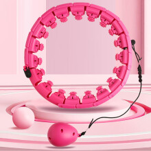 (pink) Weighted Hula Hoop Indoor Smart Fitness Exercise Hula Hoops Adjustable Size for All