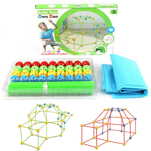 87 Pcs DIY Build Your Own Den Set Kids Present Fort Construction Building Toy