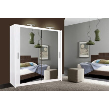(White, 100 cm) Sliding Mirror Door Wardrobe | Milan