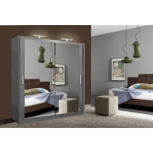 (Grey, 100 cm) Sliding Mirror Door Wardrobe | Milan