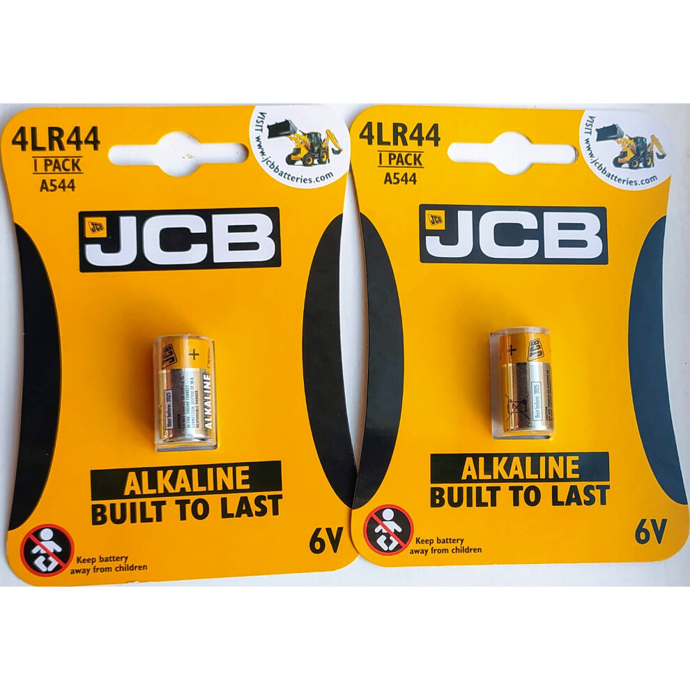 2 x JCB 4LR44 A544 6V Alkaline Batteries BUILT TO LAST Expiry Oct 2025