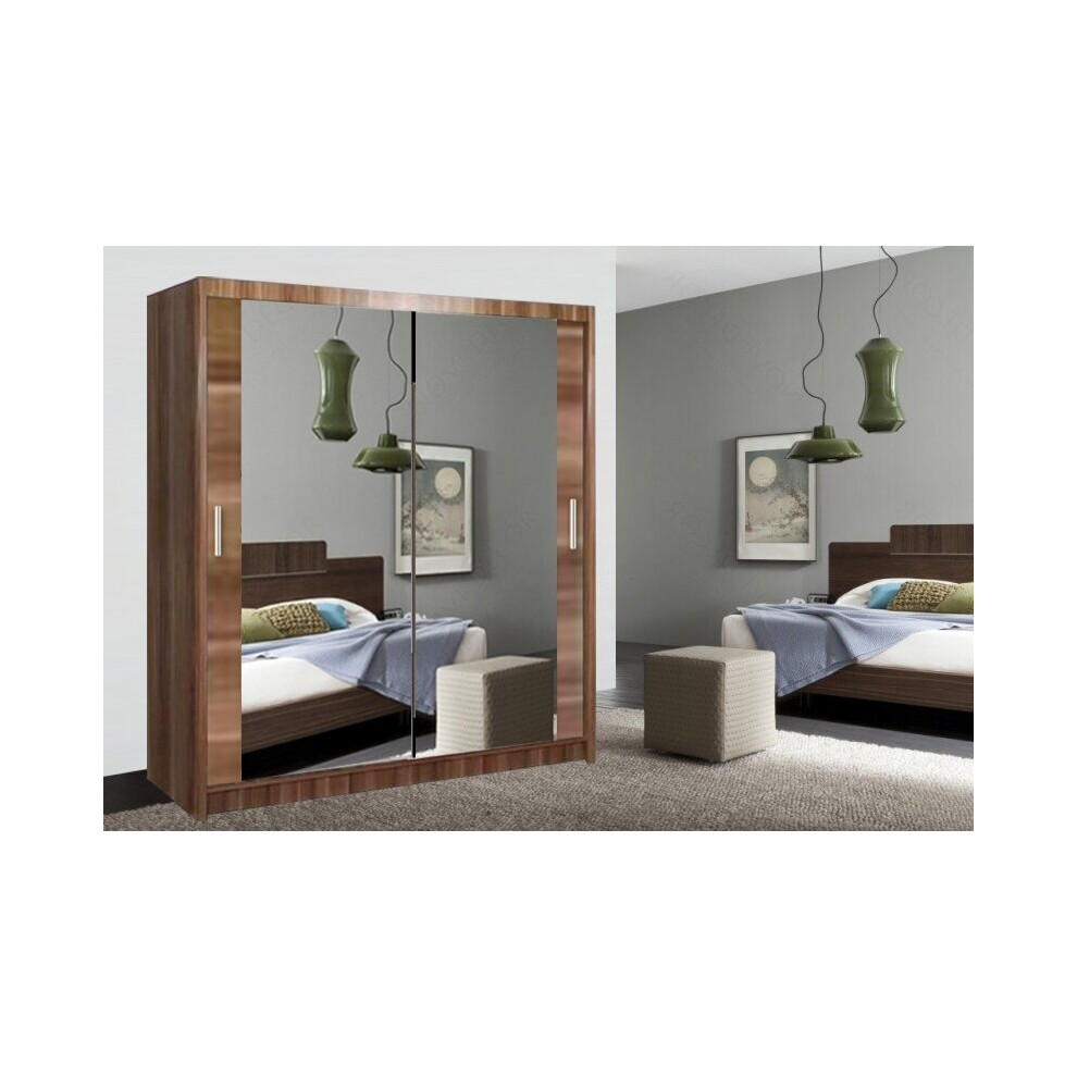 (Oak/Sonoma, 100 cm) Sliding Mirror Door Wardrobe | Milan