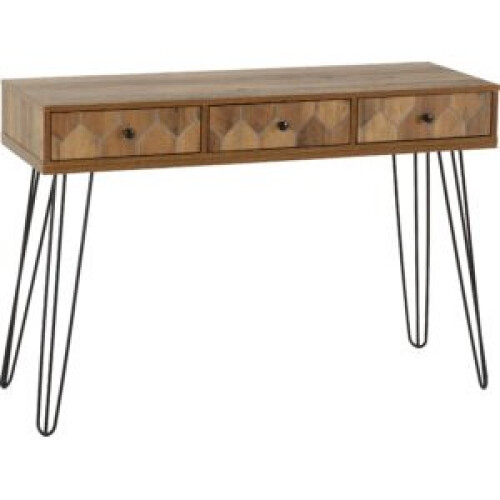 Seconique Ottawa 3Drawer Console Table With Metal Handles Medium Oak Effect/Black 1