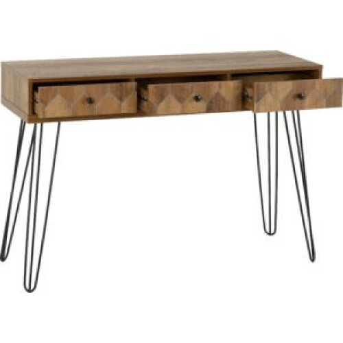 Seconique Ottawa 3Drawer Console Table With Metal Handles Medium Oak Effect/Black 2
