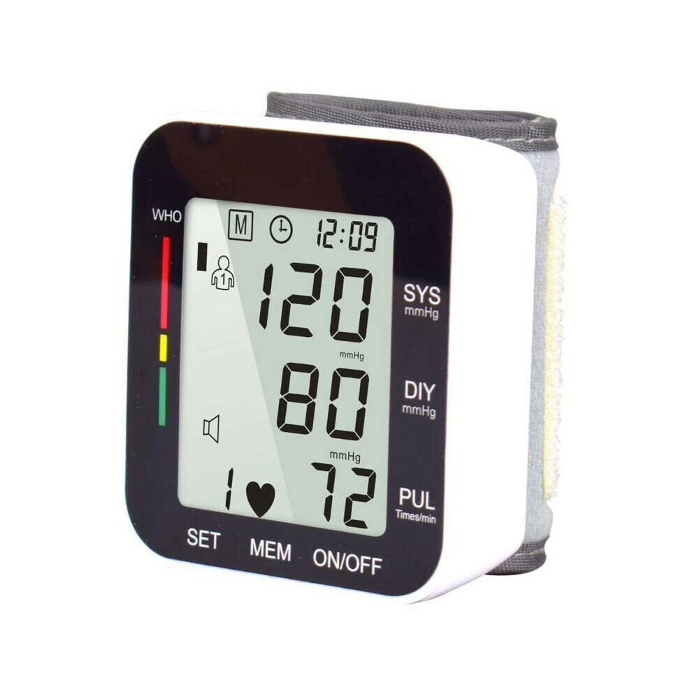 Automatic Wrist Blood Pressure Monitor Digital BP Machine With Cuff for Home Use