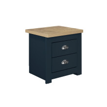 Birlea Highgate 2 Drawer Bedside - Navy Blue & Oak - Farmhouse Style