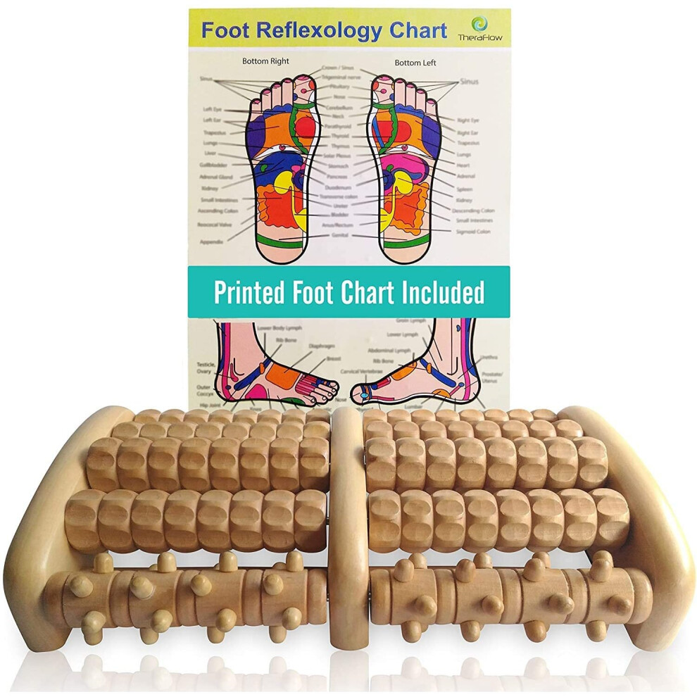 Theraflow Brown Large Dual Foot Massager Roller Plantar Fasciitis
