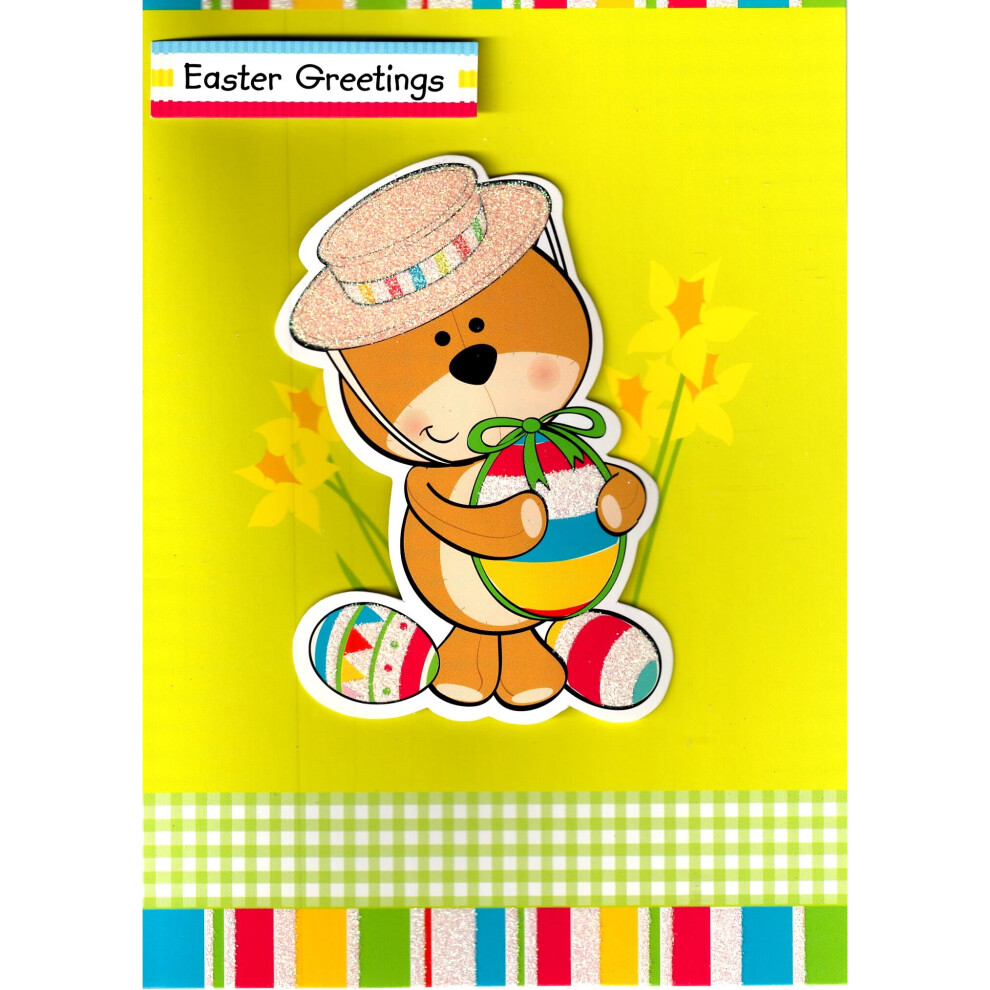 Second Nature Easter Greetings Cute Teddy Kids Easter Card Embellished 3D Greeting Cards