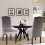 Living And Home Set of 2 Velvet Studded High Back Dining Chairs, Grey 1