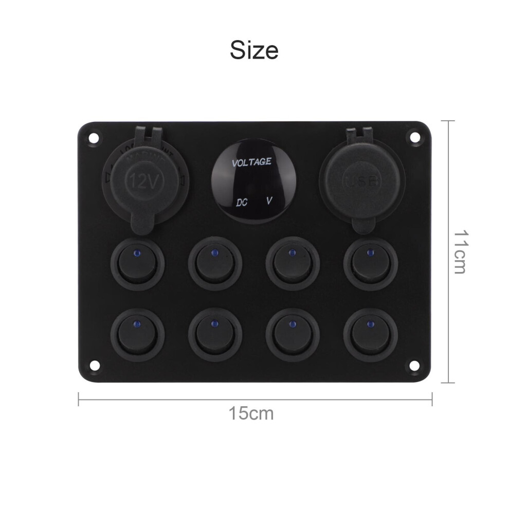 Gang Campervan LED Light Switch Control Panel Voltmeter USB