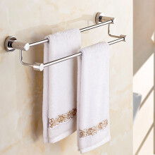 CZHONG-60cm Double Rod Towel Rail Rack - Wall Mounted, 304 Stainless Steel, Chrome Mirror Finish, Durable & Rust-Resistant