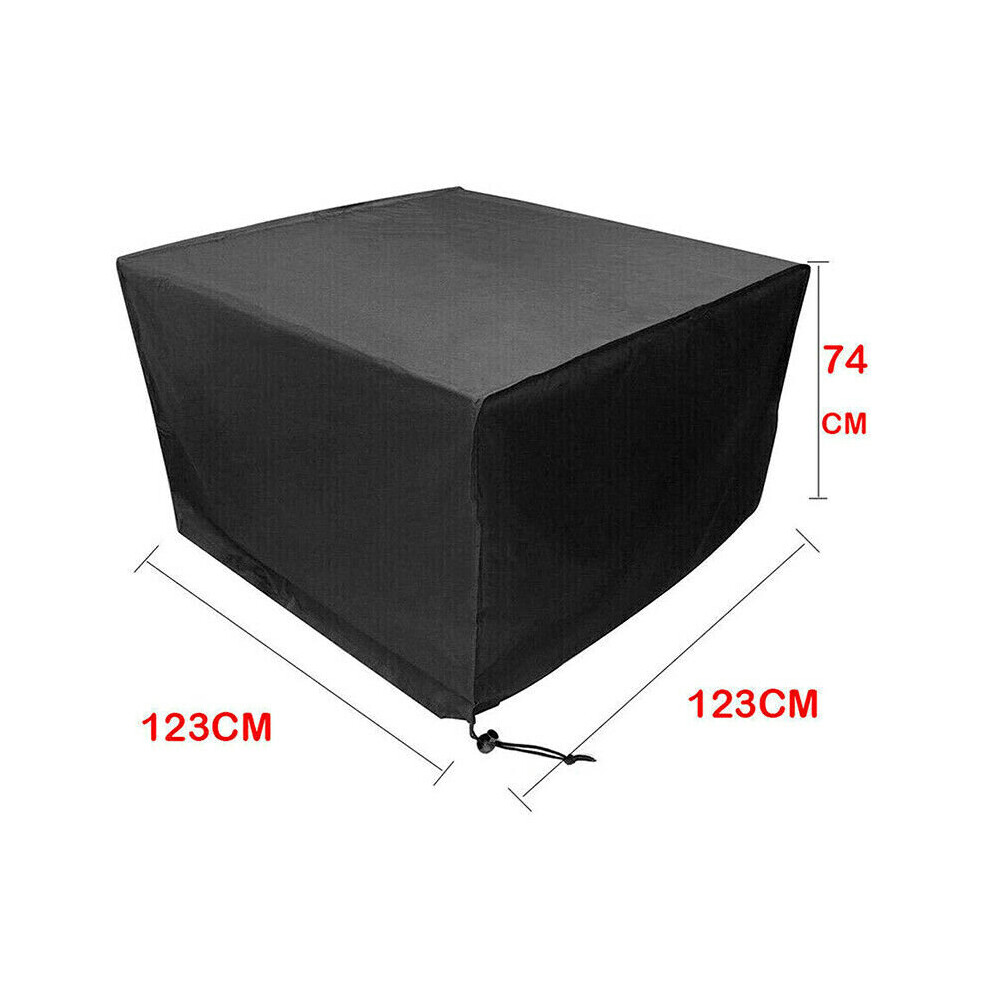 (Black, 123*123*74CM) Garden Patio Furniture Cover Rattan Table Cube Sofa Covers Outdoor Garden Yard