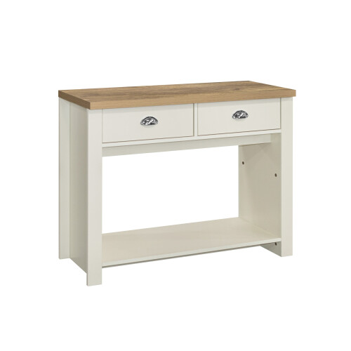 Birlea Birlea Highgate 2 Drawer Console Table - Cream & Oak - Farmhouse Style 1