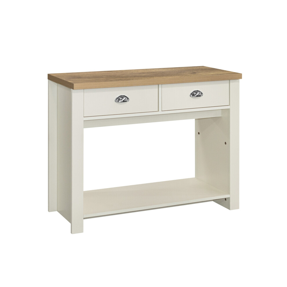 Birlea Highgate 2 Drawer Console Table - Cream & Oak - Farmhouse Style