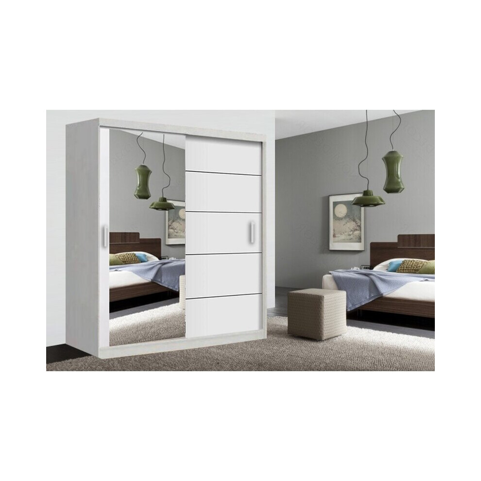 (White , 150cm) Lyon Modern Bedroom Sliding Door Wardrobe