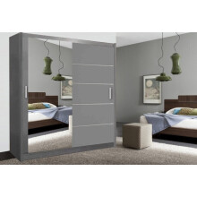 (Grey, 150cm) Lyon Modern Bedroom Sliding Door Wardrobe