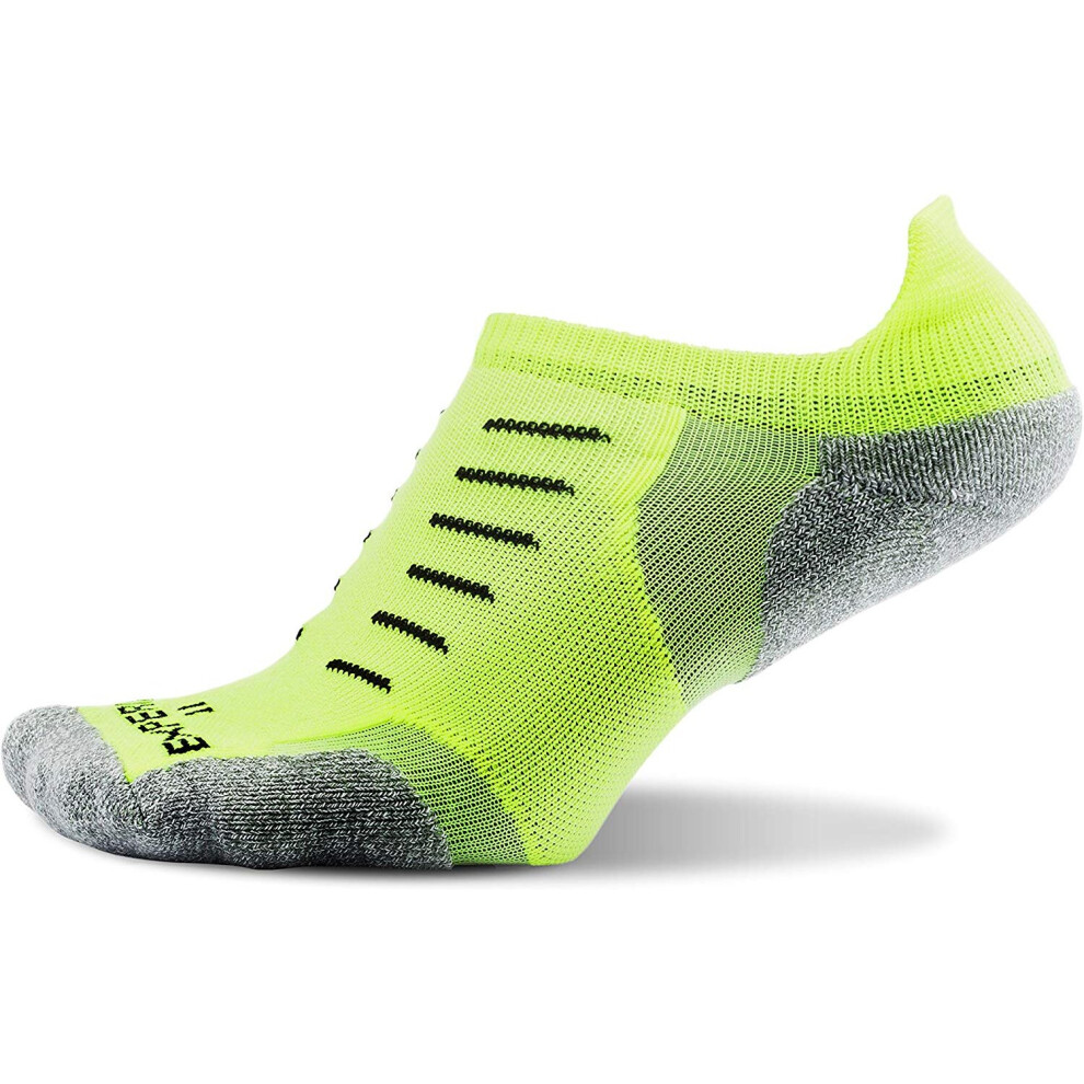 (Large) Thorlos Experia Ultra Light Unisex Lite Cushion No Show Tab Running Socks, Yellow