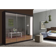 (Black, 250) Milan Double Sliding Door Wardrobe With LED