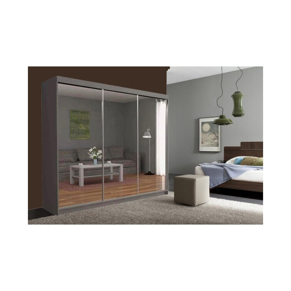 (Grey, 250) Milan Double Sliding Door Wardrobe With LED