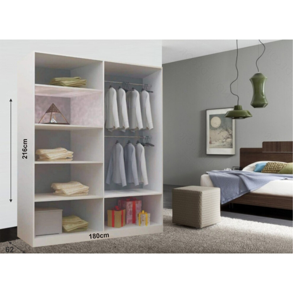 (180cm) Milan Full Mirror Bedroom Sliding Wardrobe Grey