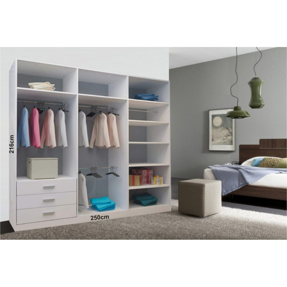 (250cm) Milan Full Mirror Bedroom Sliding Wardrobe Grey