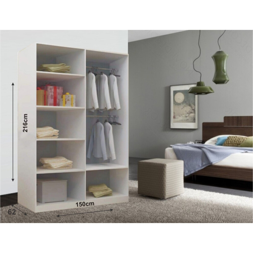 (150cm) Milan Full Mirror Bedroom Sliding Wardrobe Grey