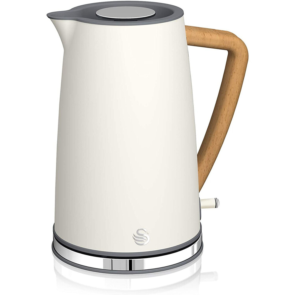 Swan SK14610WHTN, Nordic Rapid Boil Jug Kettle, Wood Effect Handle, Soft Touch Housing and Matt Fini