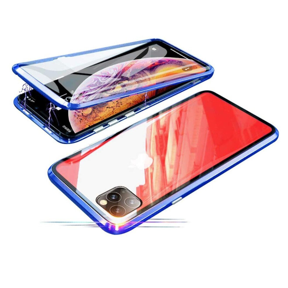 360 Degree Transparent Tempered Glass Cover Strong Magnetic Adsorption Technology Metal Bumper for iPhone-11